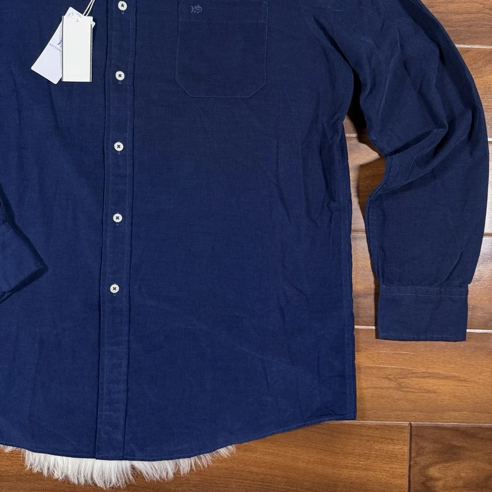 Southern Tide Size XL Blue Lightweight Bedford Cord Long Sleeve‎ Sport Shirt